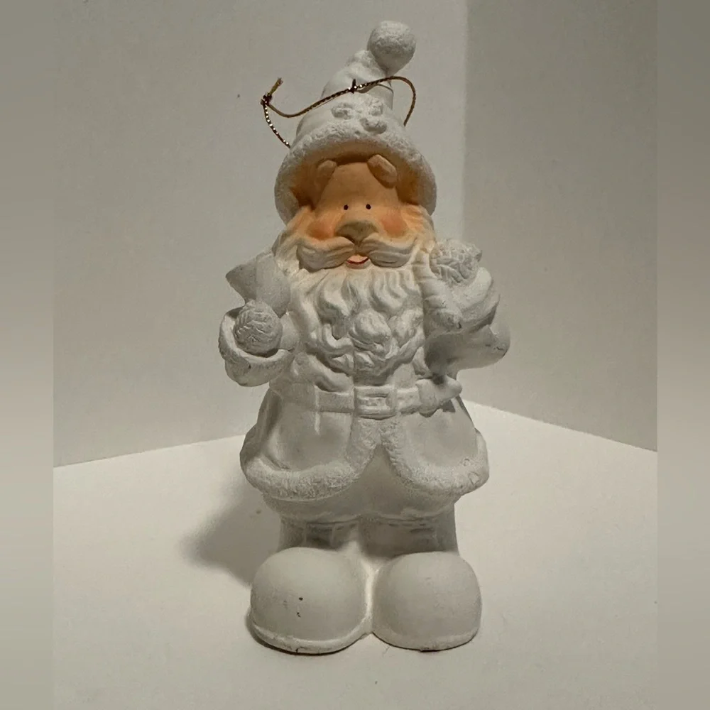 Ceramic White Santa Ornament